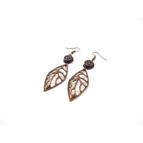 Black Dangle Boho Earrings Handmade Jewelry - Picture 3 of 3